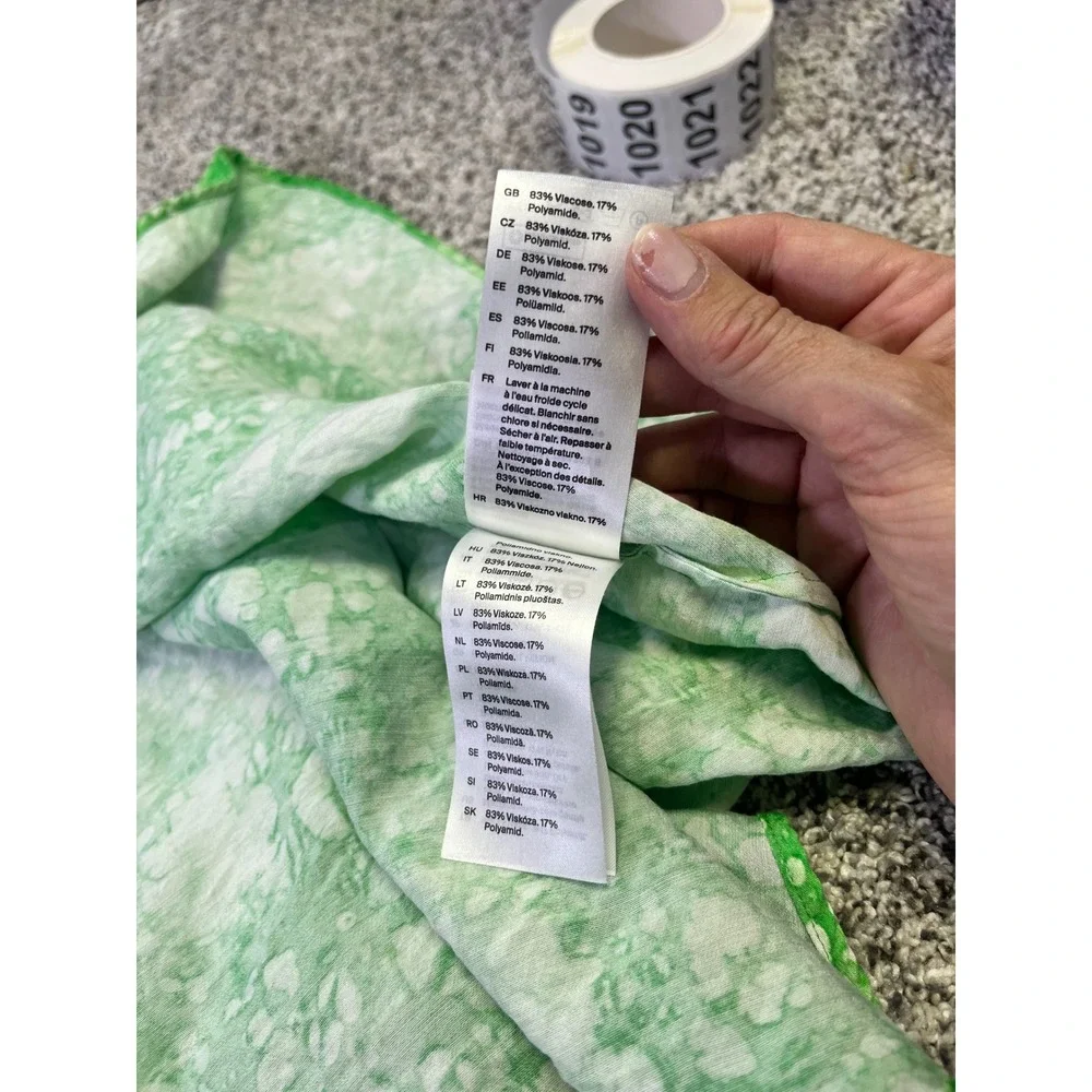 COS Green Abstract Print Sleeveless Tie Back Oversized  Maxi Dress Womens Size 6 - Picture 9 of 12